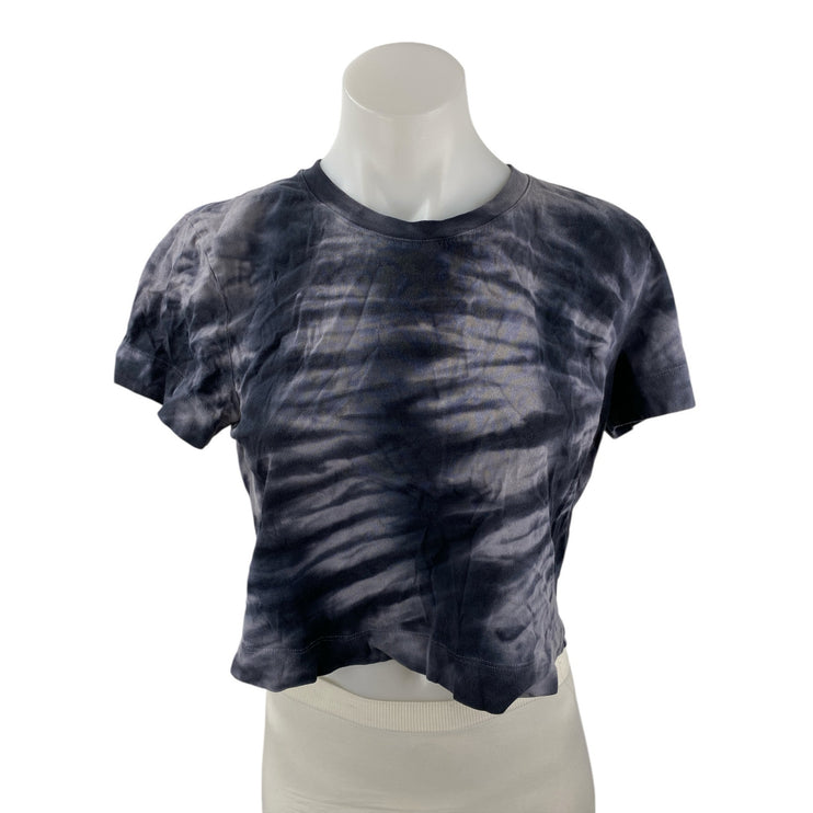 Aritzia Wilfred Free Women's Black Tie Dye Short Sleeve Crop Tee T-shirt Top M