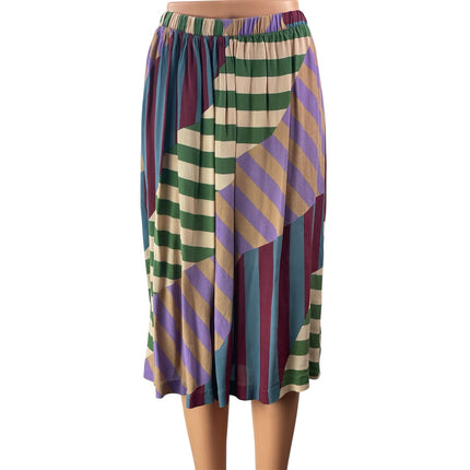 OBUS Women's Multicolor Abstract Geometric Patchwork Elastic Waist Midi Skirts 2