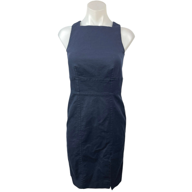 Ann Taylor Navy Blue Sleeveless Square Neck Career Mini Pencil Sheath Dress 0