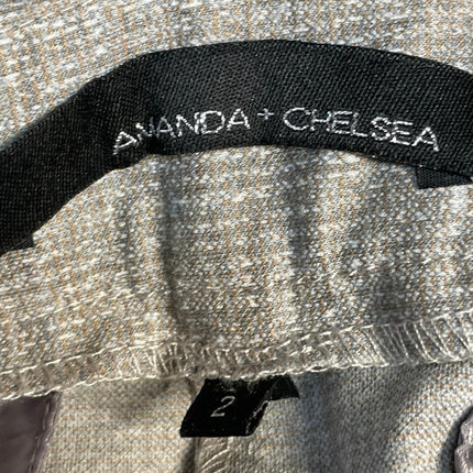 Amanda + Chelsea Gray Beige Tweed High Rise Straight Slim Trousers Pants Size 2