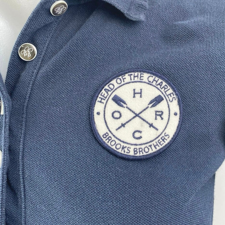 Brooks Brothers Head of Charles Blue Long Sleeve Collar Button Polo Shirt Top XS