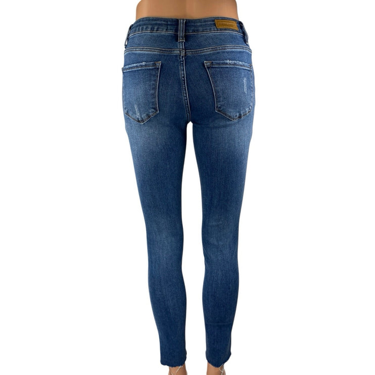 Etienne Marcel Women's Blue Distressed Mid Rise Skinny Denim Jeans Size 26