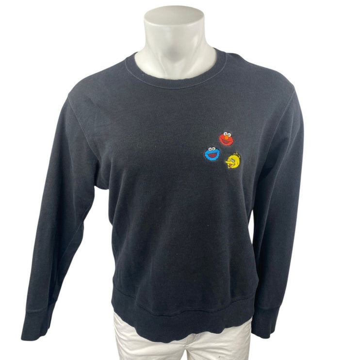 Uniqlo KAWS Sesame Street Men's Black Elmo Big Bird Long Sleeve Sweatshirt Top M