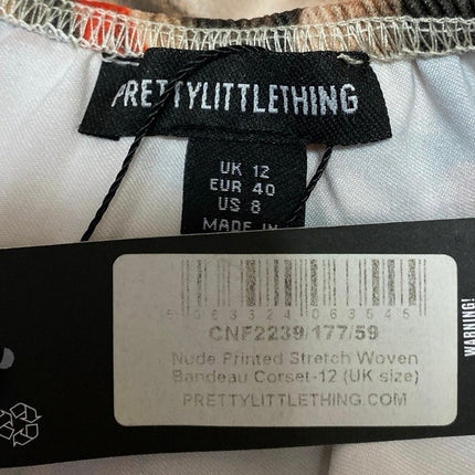 NWT PrettyLittleThing Multicolor Printed Strapless Bandeau Crop Tube Tank Top 8