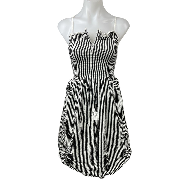Lucca Black White Striped Sleeveless Cami Camisole Mini Tank A-Line Dress Sz XS
