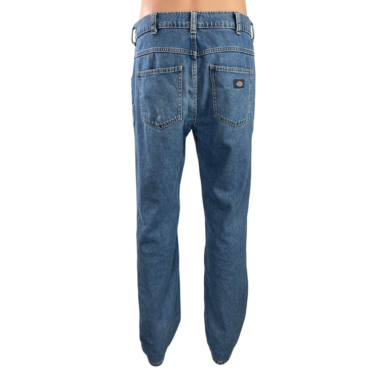 Dickies Mens Blue Medium Wash High Waisted Straight Leg Denim Jeans Pants 32x32
