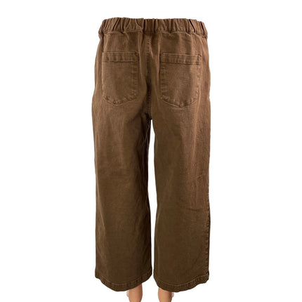 Oak + Fort Women's Brown High Waisted Wide Leg Baggy Cropped Denim Jeans Size L