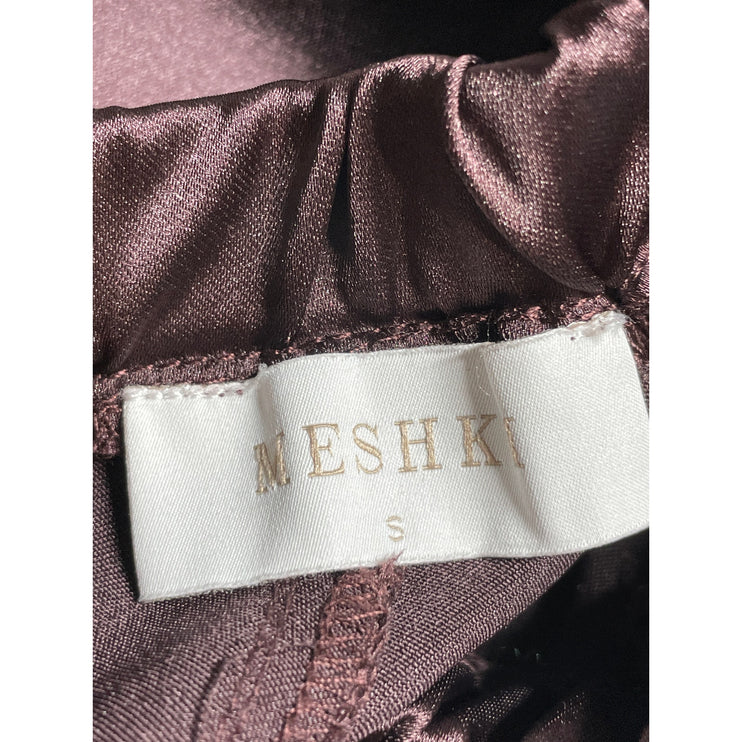 Meshki Women's Black Silk Satin Long Sleeve Button Down Pajama Shorts Set XS/S