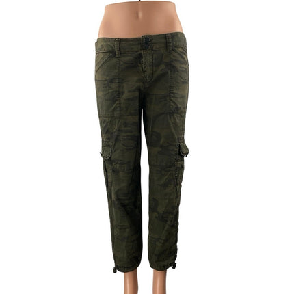 Sanctuary Women's Green Camo Army Mid Rise Tapered Cargo Denim Jeans Size 26