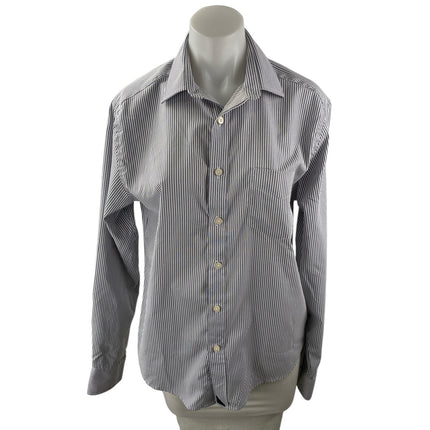 Untuckit Women's Gray Striped Slim Fit Long Sleeve Button Down Shirt Top Size S
