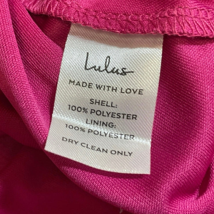NEW Lulus Heavenly Hues Pink Pleated V Neck Bridesmaid Maxi Flare A-Line Dress M