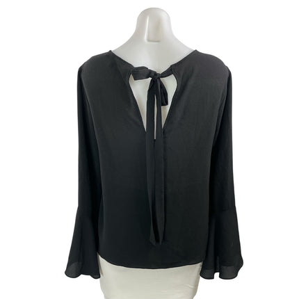 WAYF Women's Black Long Bell Sleeve Tie Knot Boat Neck Knit Blouse Top Size 8