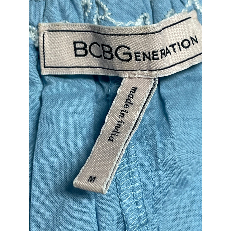 BCBGeneration Womens Blue Floral Eyelet Ruffle High Waisted Mini Casual Shorts M