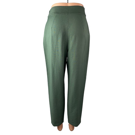 Leith Women's Green Bow Tie Knot High Waisted Straight Trousers Pants Size XS