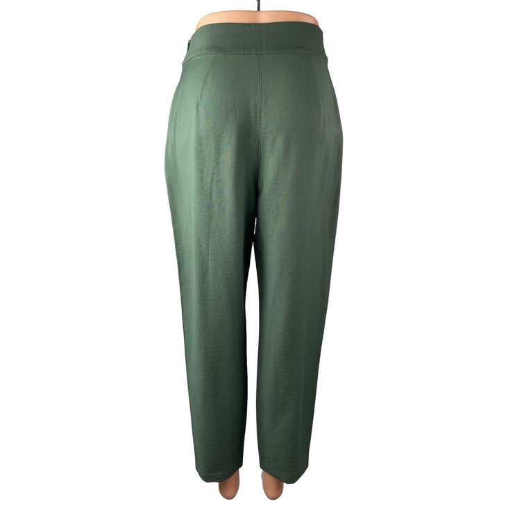 Leith Women's Green Bow Tie Knot High Waisted Straight Trousers Pants Size XS
