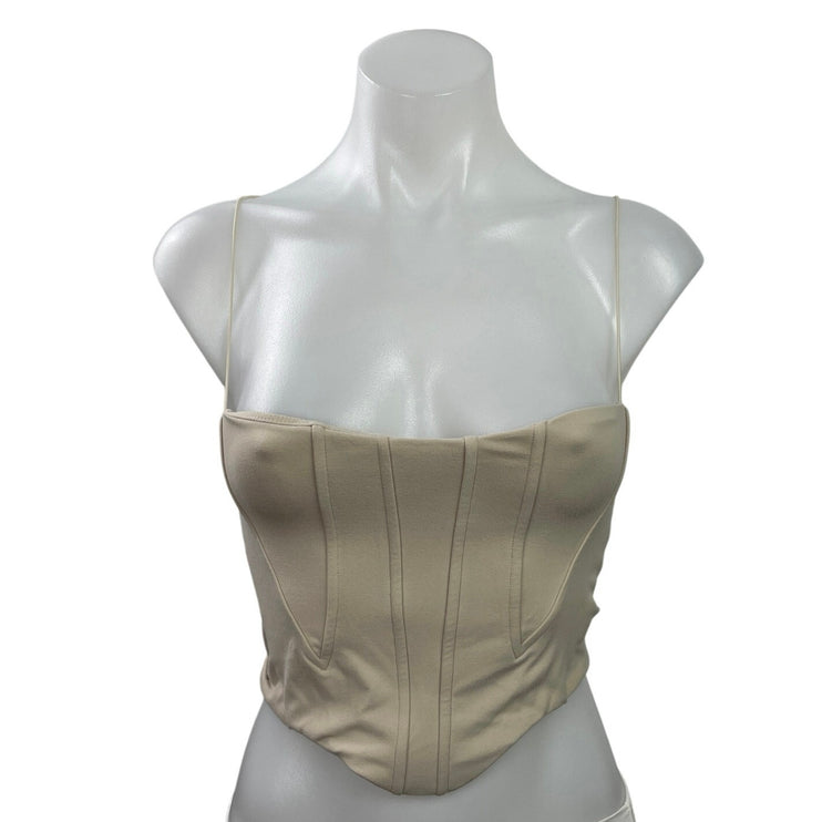 Joah Brown Contour Beige Sleeveless Cami Tank Corset Bustier Crop Top Size S/M