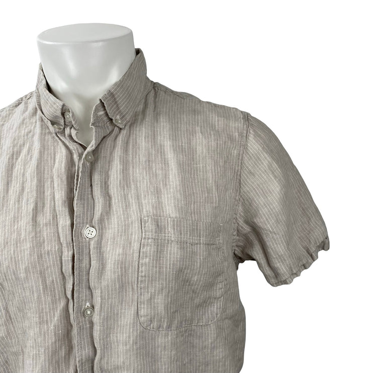 Everlane Men's Gray Pinstripe Short Sleeve Pocket Button Down Shirt Top Size L