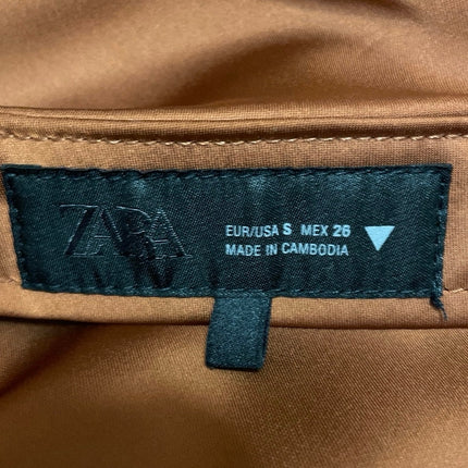 Zara Women's Brown Silky Satin Mid Waist Maxi Straight A-Line Slip Skirt Size 26