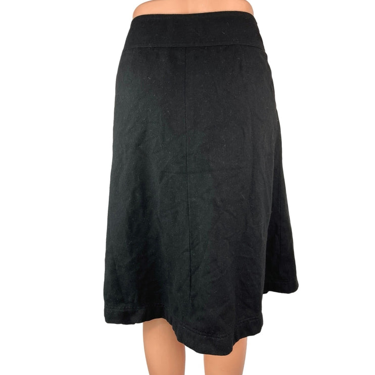 Banana Republic Black Wool High Waisted Button Front A Line Midi Skirt Sz 4