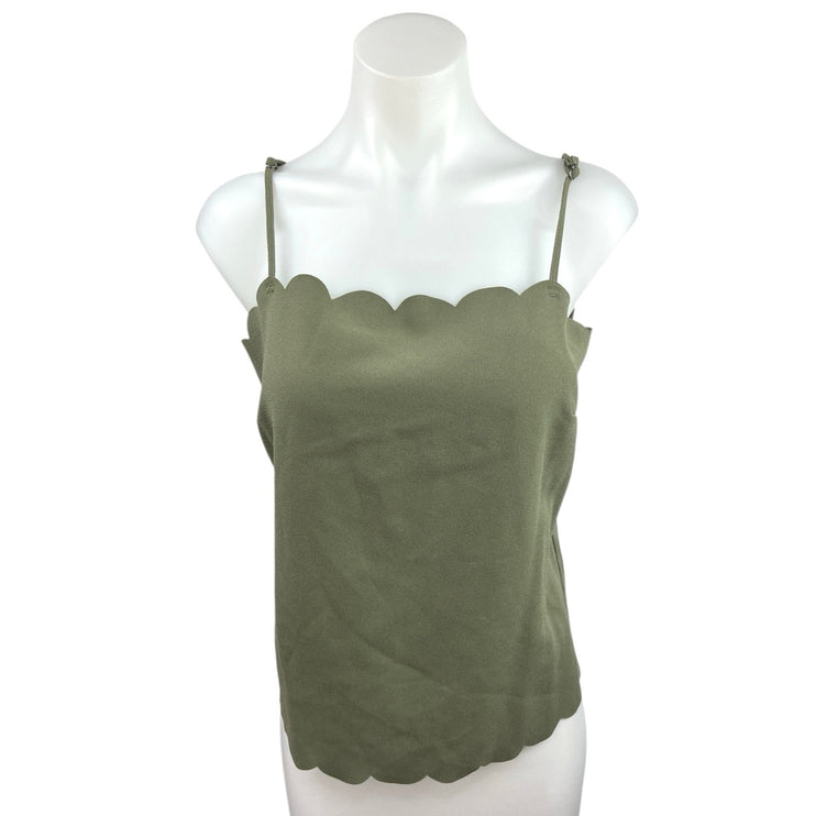 Banana Republic Green Scalloped Adjustable Stretch Soft Camisole Tank Top Size M