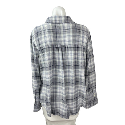 Nordstrom BP Women's Black Long Sleeve Plaid Casual Button Down Shirt Top Size L