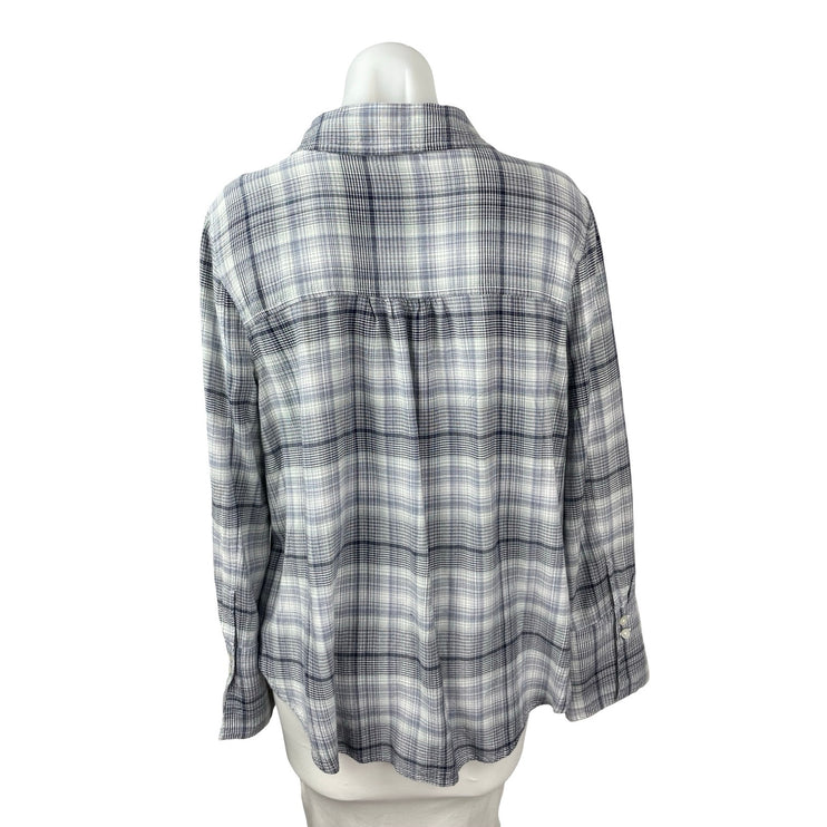 Nordstrom BP Women's Black Long Sleeve Plaid Casual Button Down Shirt Top Size L