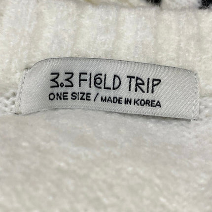 3.3 Field Trip Women's White Black Striped Knit Long Sleeve Sweater Top One Size