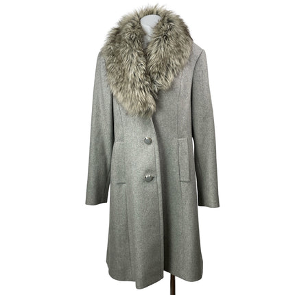 Kate Spade Gray Wool Long Sleeves Faux Fur Collar Shawl Winter Coat Jacket Sz L