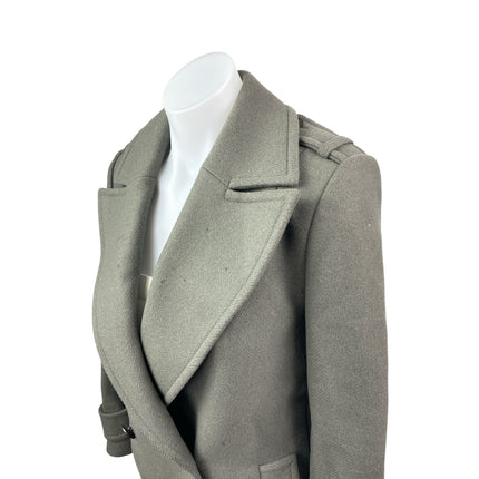 Reiss Women's Gray Wool Double Breasted Long Sleeve Blazer Coat Jacket Size 2