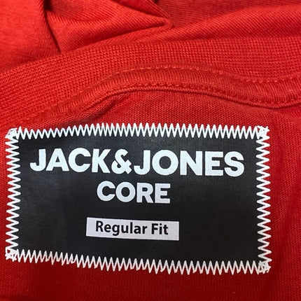 Jack & Jones Men's Red Typography Cotton Short Sleeve Crew Tee T-Shirt Top XL