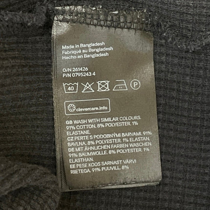 H&M Mens Black Waffle Knit Crew Neck Long Sleeve Thermal Tee Basic T-Shirt Top M
