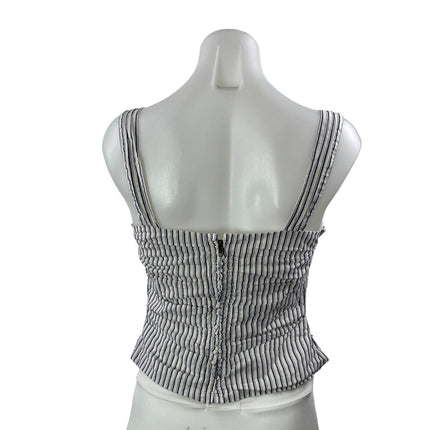 Lioness Women's Black White Striped Sleeveless Zip Cami Tank Crop Top Size M