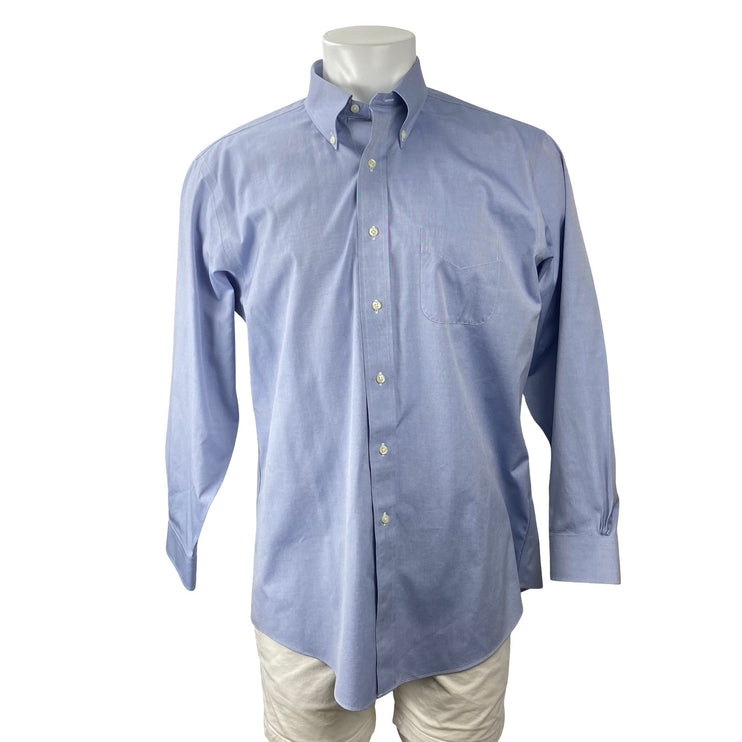 Brooks Brothers Regent Mens Blue Pocket Long Sleeve Button Up Dress Shirt Top 16