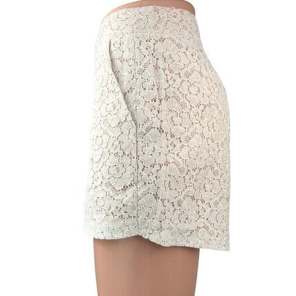 Joie Women's White Floral Lace Overlay High Waisted Casual Mini Shorts Size 6