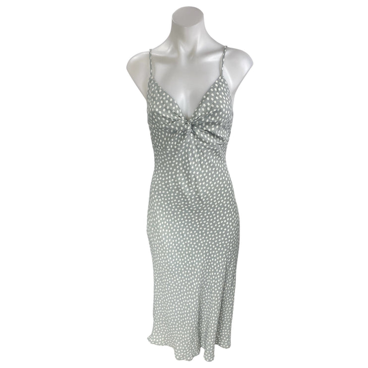 NEW Abercrombie & Fitch Gray Polka Dots Sleeveless Twist Front Cami Slip Dress S