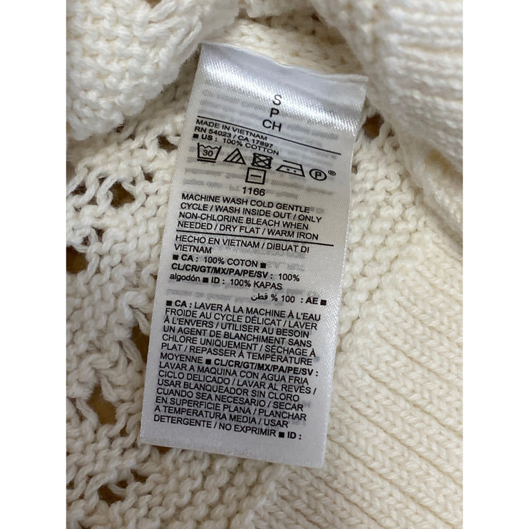 NEW Old Navy Cream Open Knit Crochet Scoop Neck Sleeveless Crop Tank Top Size S