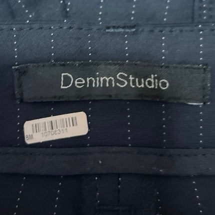 Denim Studio Blue Pinstriped Skinny Leg Mid Rise Zip Hem Trousers Dress Pants 24