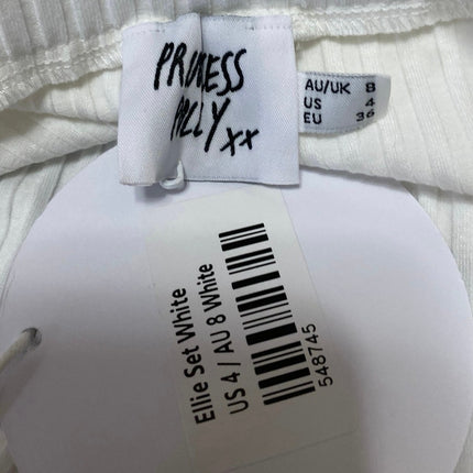 NEW Princess Polly Ellie White High Waisted Side Slit Midi Slip Skirt Size 4