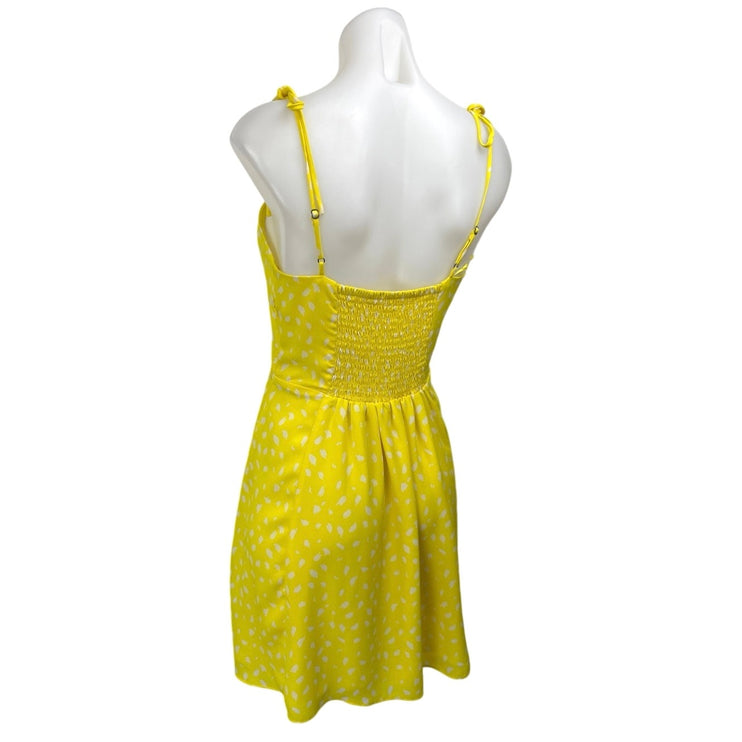 Socialite Yellow Sleeveless Printed Cami Camisole Tank Fit & Flare Mini Dress M