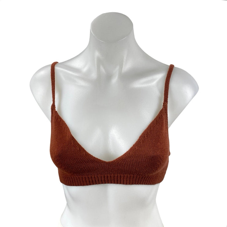 NEW WeWoreWhat Chestnut Brown Sleeveless Knit Sweater Brami Bra Top Size S