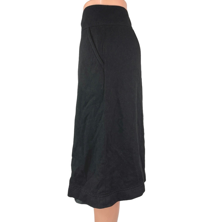 Banana Republic Black Wool High Waisted Button Front A Line Midi Skirt Sz 4