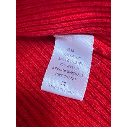 Le Lis Red Sleeveless Ribbed Knit Bow Ribbon Knit Cami Tank Blouse Crop Top M
