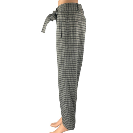 Aritzia Wilfred Womens Gray Wool Plaid Check Straight Crop Trousers Pants Size 6