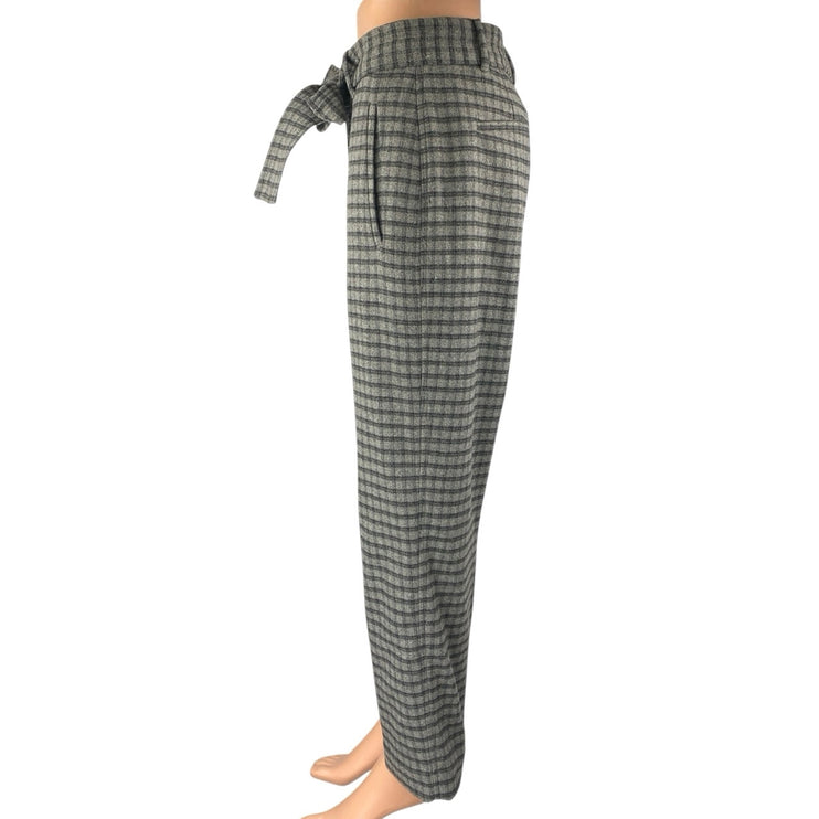 Aritzia Wilfred Womens Gray Wool Plaid Check Straight Crop Trousers Pants Size 6