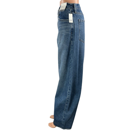 NEW Gap Women's Blue Barrel High Waisted Baggy Wide Leg Denim Jeans Size 31