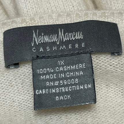 Neiman Marcus Cream 100% Cashmere Round Neck Button Down Cardigan Sweater Top 1X