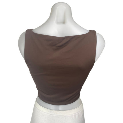 Aritzia Babaton Brown Sleeveless Scoop Neck Cami Camisole Tank Crop Top Size L