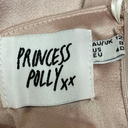 Princess Polly Phillipa Pink Silky Satin Strapless Bandeau A-line Mini Dress 8