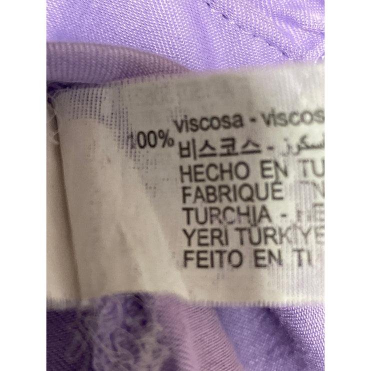 Zara Women's Purple Collared 3/4 Tie Sleeve Button Down Crop Blouse Shirt Top S