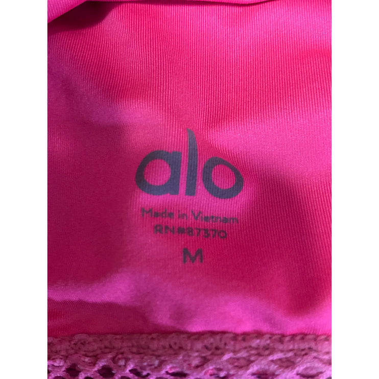 Alo Yoga Women's Pink Mesh Racerback Workout Athletic Sports Bra Crop Top Size M